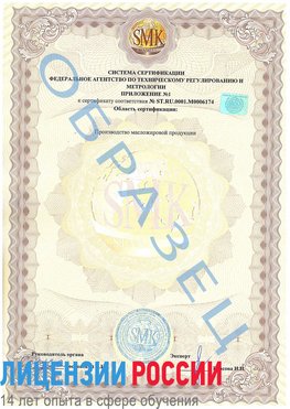Образец сертификата соответствия (приложение) Энгельс Сертификат ISO 22000